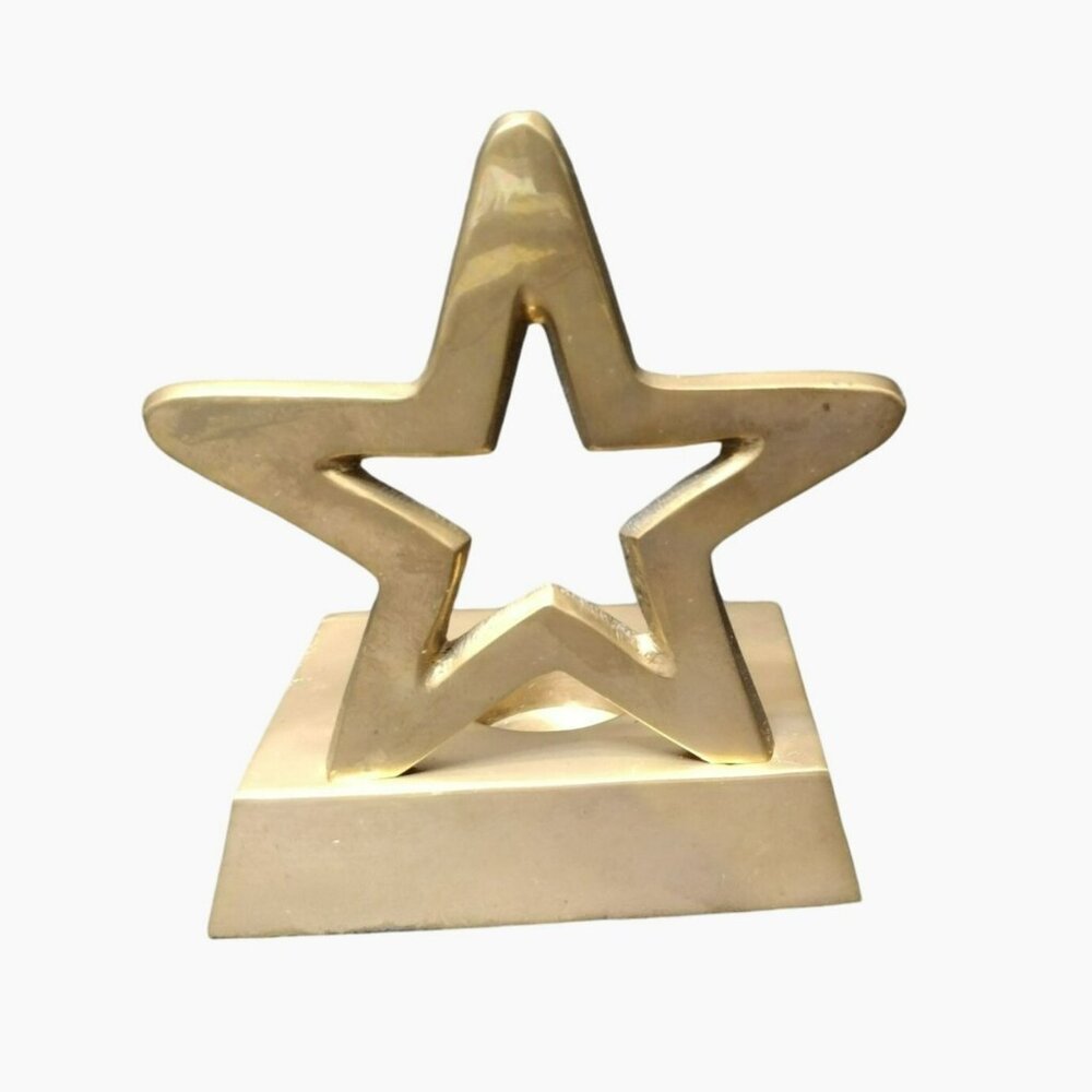 Vintage Brass Star-Shaped Candle Holder, Holiday Tealight Votive Candleholder